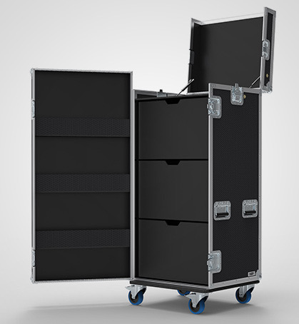 3 Drawer Universal Production Flight Case with Front & Top Hinged Lids